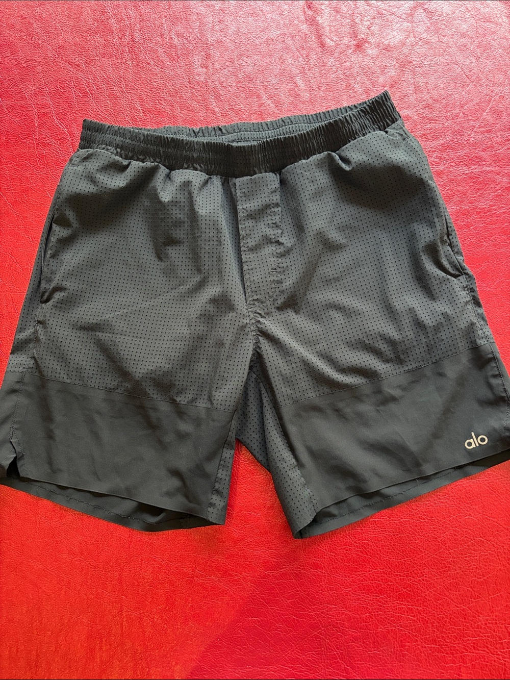 ALO Yoga Men’s Black Athletic Mesh-Panel Shorts 7”Traction shorts. NWOT